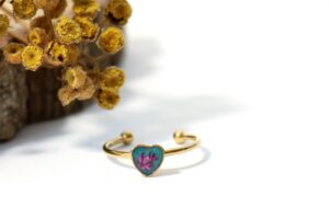 Gipsówka w serduszku turkus g // Pierścionek