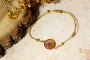 Gipsówka z przytulią beż oczko g // Bransoletka