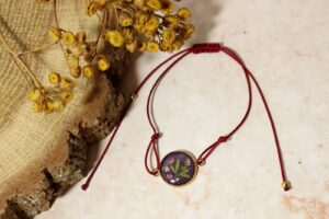 Gipsówka z przytulią fiolet oczko g // Bransoletka