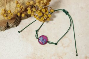 Niezapominajki różowe oczko // Bransoletka