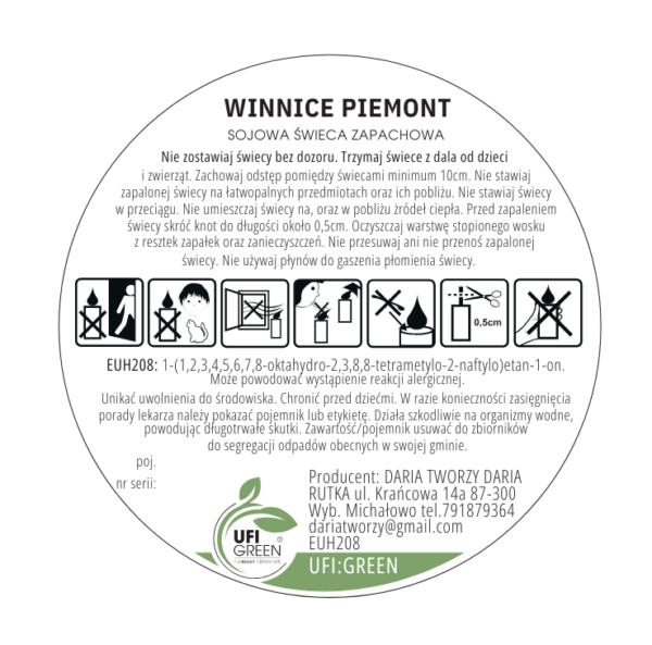 ETYKIETA WINNICE Winnice Piemont // Świeczka