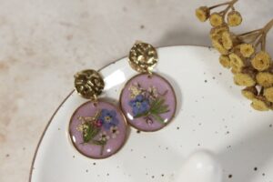 Bukiet w różu - koła g // Kolczyki