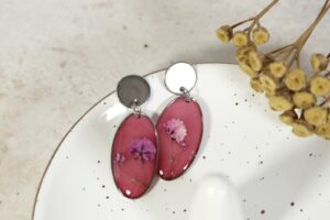 Gipsówka amarant owal // Kolczyki