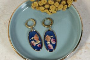 Gipsówka kobalt owal g // Kolczyki