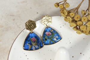 Bukiet kobalt trójkąty g // Kolczyki