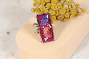 Gipsówka amarant - prostokąt // Pierścionek