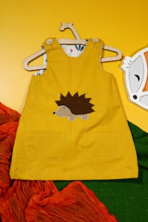 Miodowa sukienka dwustronna z jeżem (86 cm)