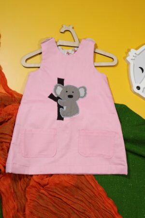 Różowa sukienka dwustronna z koalą (86 cm)